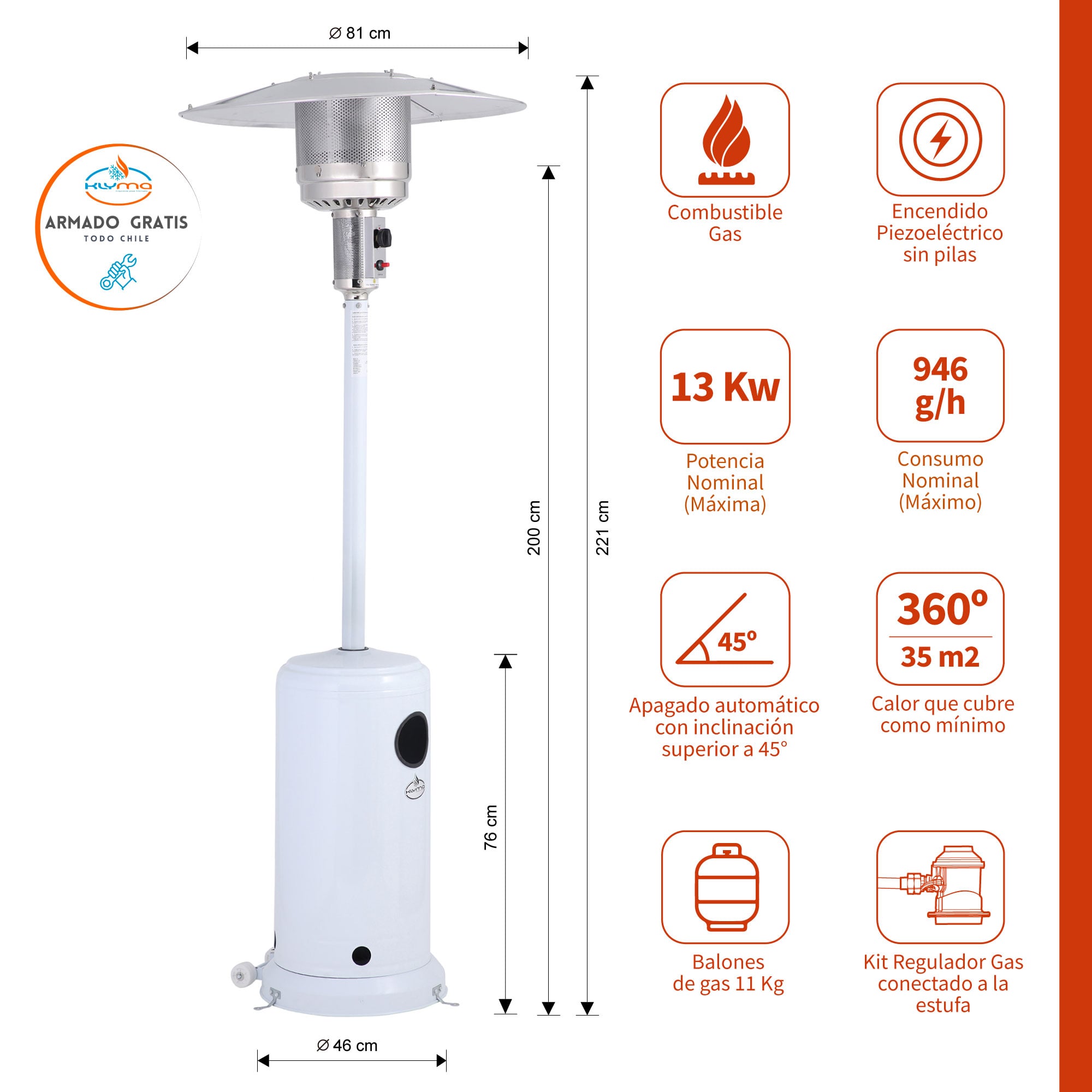 ESTUFA A GAS EXTERIOR TERRAZA SETAX WHITE - 4