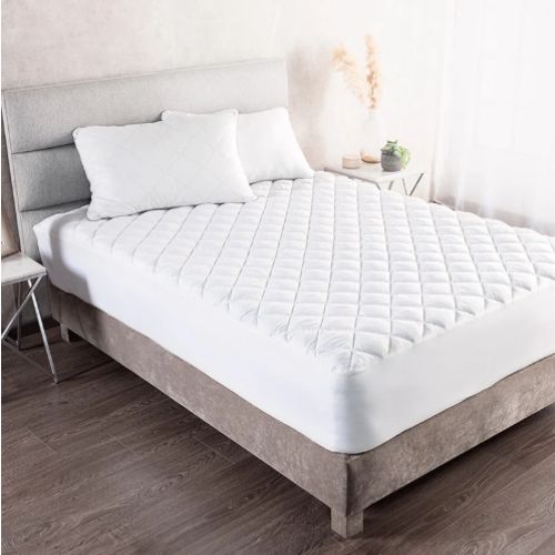 CUBRE COLCHON KING ALGODON EGIPCIO 300 HILOS LISO BLANCO - 1