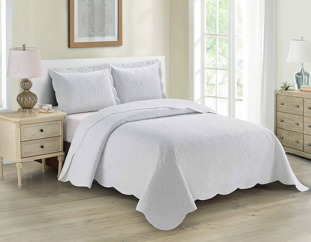 QUILT KING ALGODON EGIPCIO 300 HILOS CUADROS BLANCO - 1