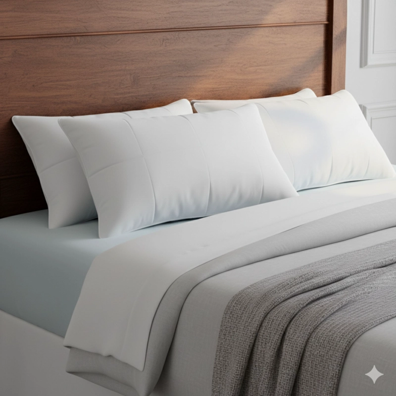 SET 2 ALMOHADAS 1200 GR MICROFIBRA TELA 300 HILOS ALGODON EGIPCIO 50X90 CM BLANCO - 5