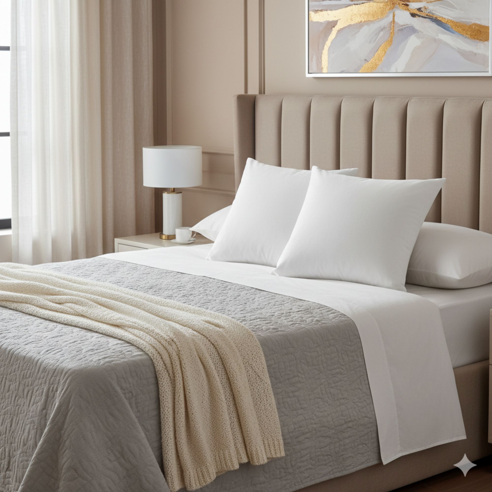 SET 2 ALMOHADAS 350 GR MICROFIBRA TELA 300 HILOS ALGODON EGIPCIO 45X45 CM BLANCO - 5