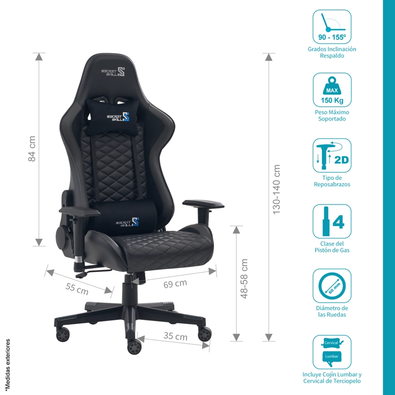 SILLA GAMER SHOTTER NEGRO /GRIS - 3