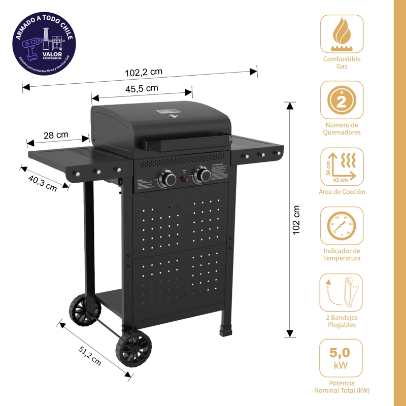 PARRILLA GAS VERMONT 2B BLACK - 3