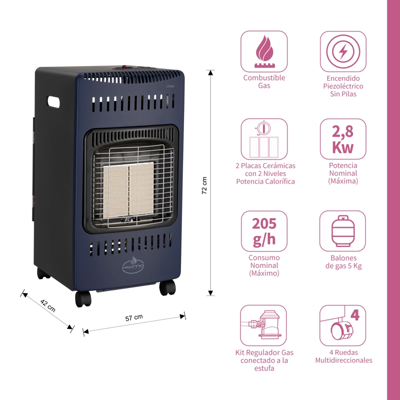 Estufa a Gas Interior 5 Kg 2,8 Kw VARME  Blue - 2