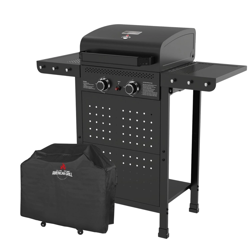 SET PARRILLA GAS 2 QUEMADORES VERMONT BLACK + FUNDA XXS - 1