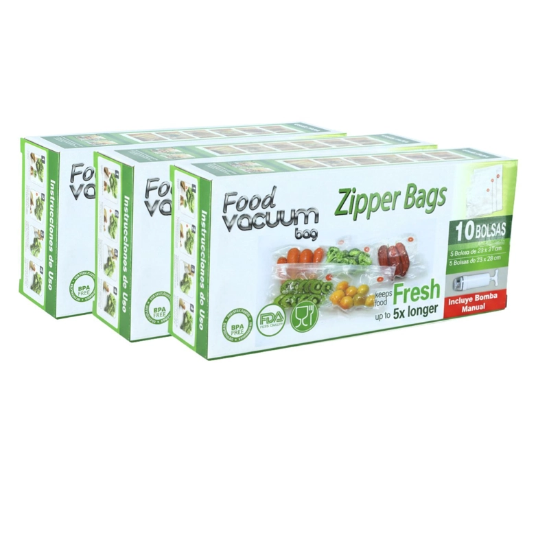 PACK 30 BOLSAS AL VACIO PARA ALIMENTOS FVB CON BOMBA EXTRACTORA - 1