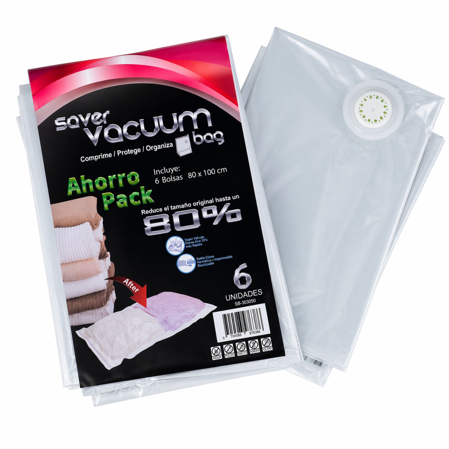 PACK AHORRO 6  BOLSAS AHORRA ESPACIO SVB 80 X 100 CM - 1