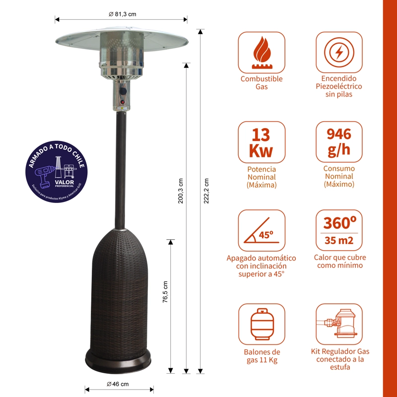 ESTUFA A GAS EXTERIOR TERRAZA SETAX RATTAN BLT - 2