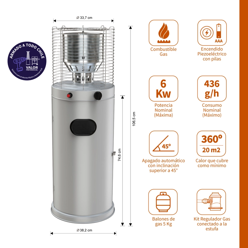 ESTUFA A GAS EXTERIOR CILDRO LW G E106 - 2