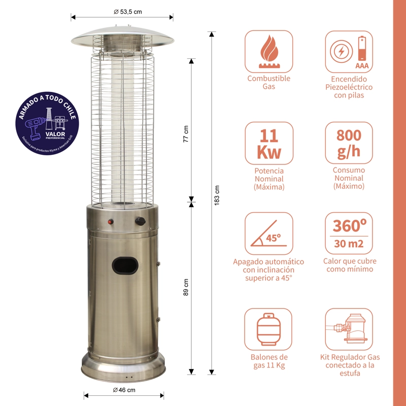 ESTUFA A GAS EXTERIOR TUB  INOX + FUNDA - 2