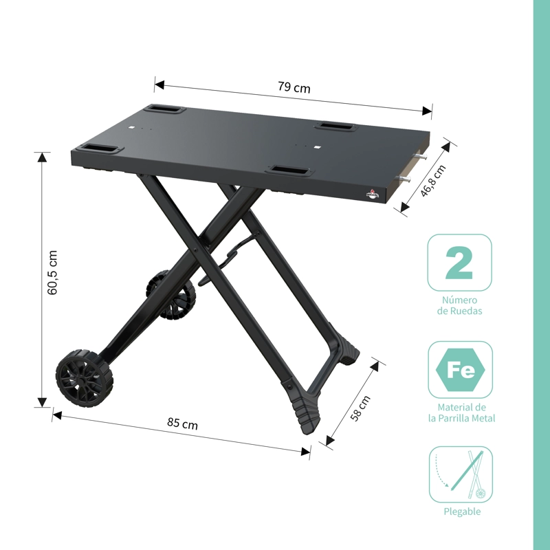 PARRILLA EXTERIOR - INTERIOR ELECTRICA E1B ASPEN BLACK CON CARRO  S - 3