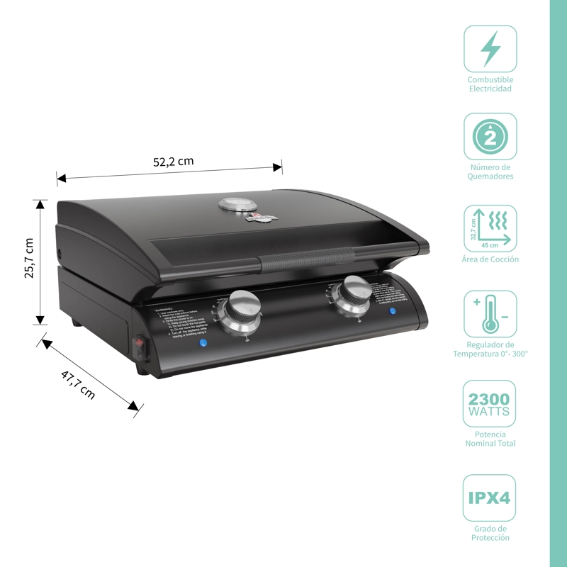 PARRILLA EXTERIOR ELE CTRICA E2B BOSTON BLACK + FUNDA EXS - 2