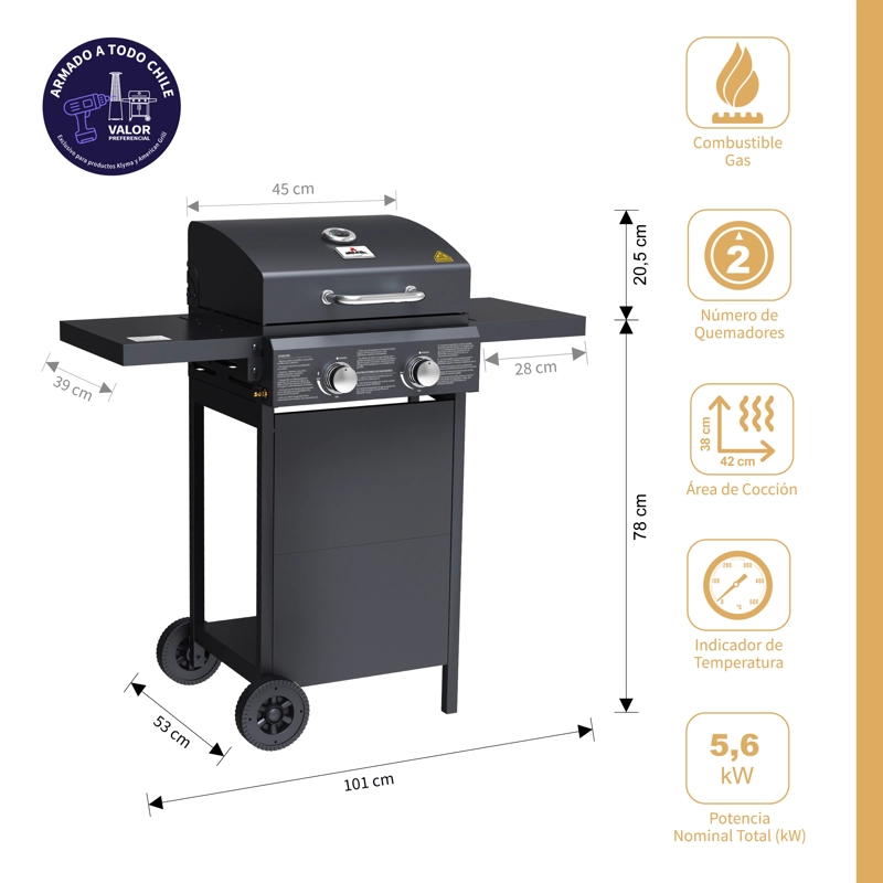 PARRILLA GAS DALLAS 2B BLACK - 2