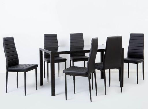 Comedor de vidrio, con 6 sillas color negro - 2
