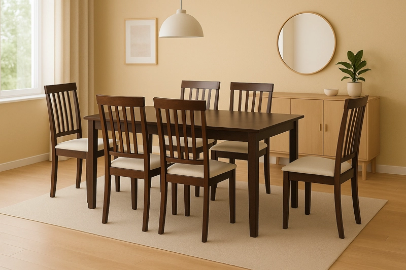 JUEGO COMEDOR SWEET HOGAR MANCHESTER 6 SILLAS CHOCOLATE MADERA - 1