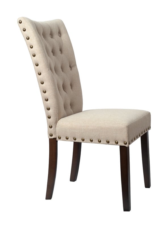 COMEDOR DE MADERA CON 6 SILLAS TAPIZ CAPITONÉ MODELO GRECIA BEIGE - 4