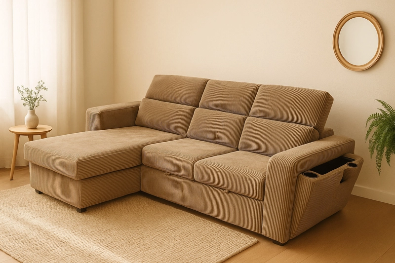 SOFA SECCIONAL COLOR  CAFE ( te con leche) MODELO ROMA - 1