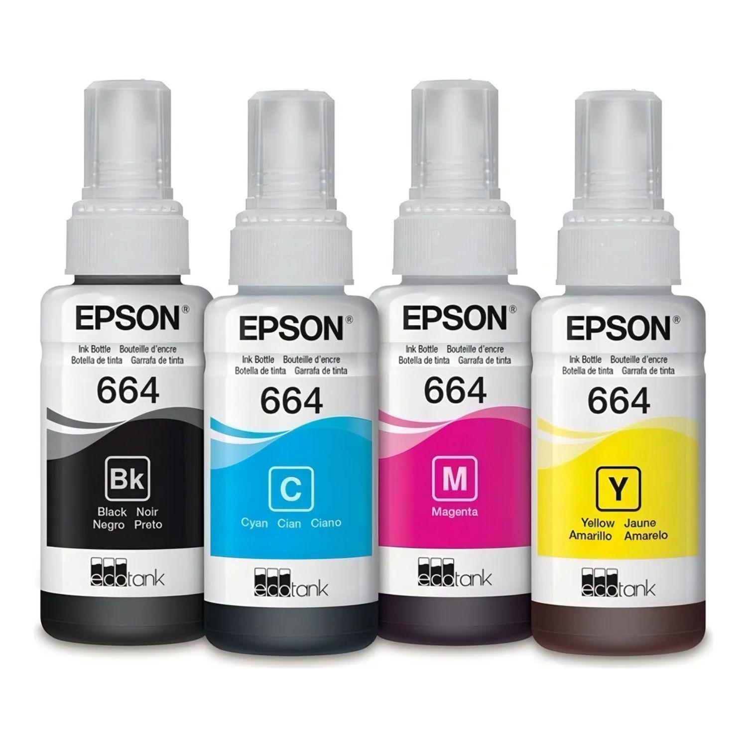 PACK 4 TINTAS EPSON T664 ORIGINALES NEGRO CIAN MAGENTA AMARILLO - 2