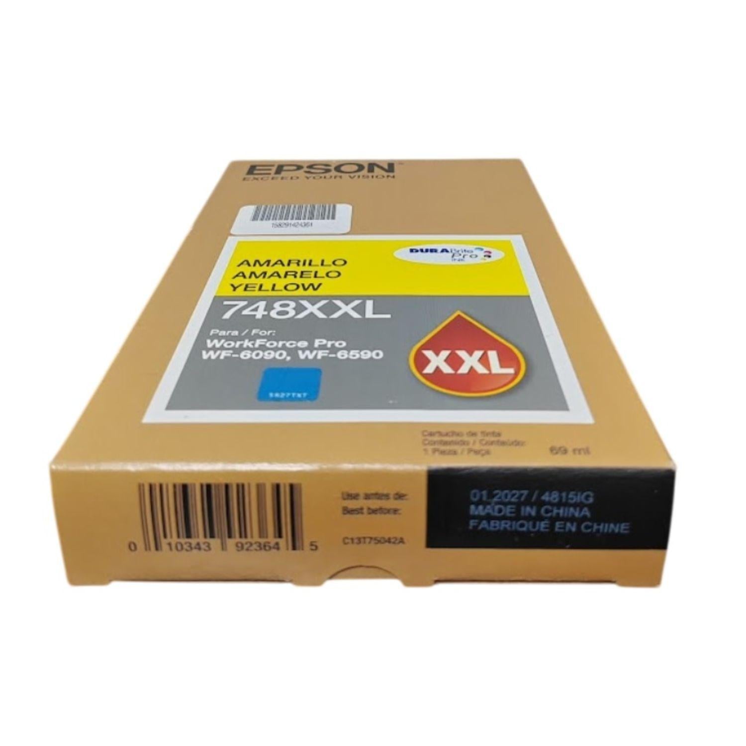 TINTA EPSON T748 XXL AMARILLO ORIGINAL PARA IMPRESORAS WORKFORCE PRO - 3