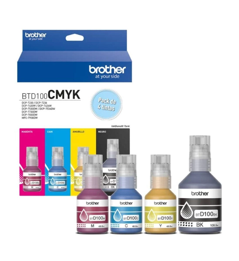 BROTHER PACK TINTAS BTD100 BK/C/M/Y 4 COLORES - 1