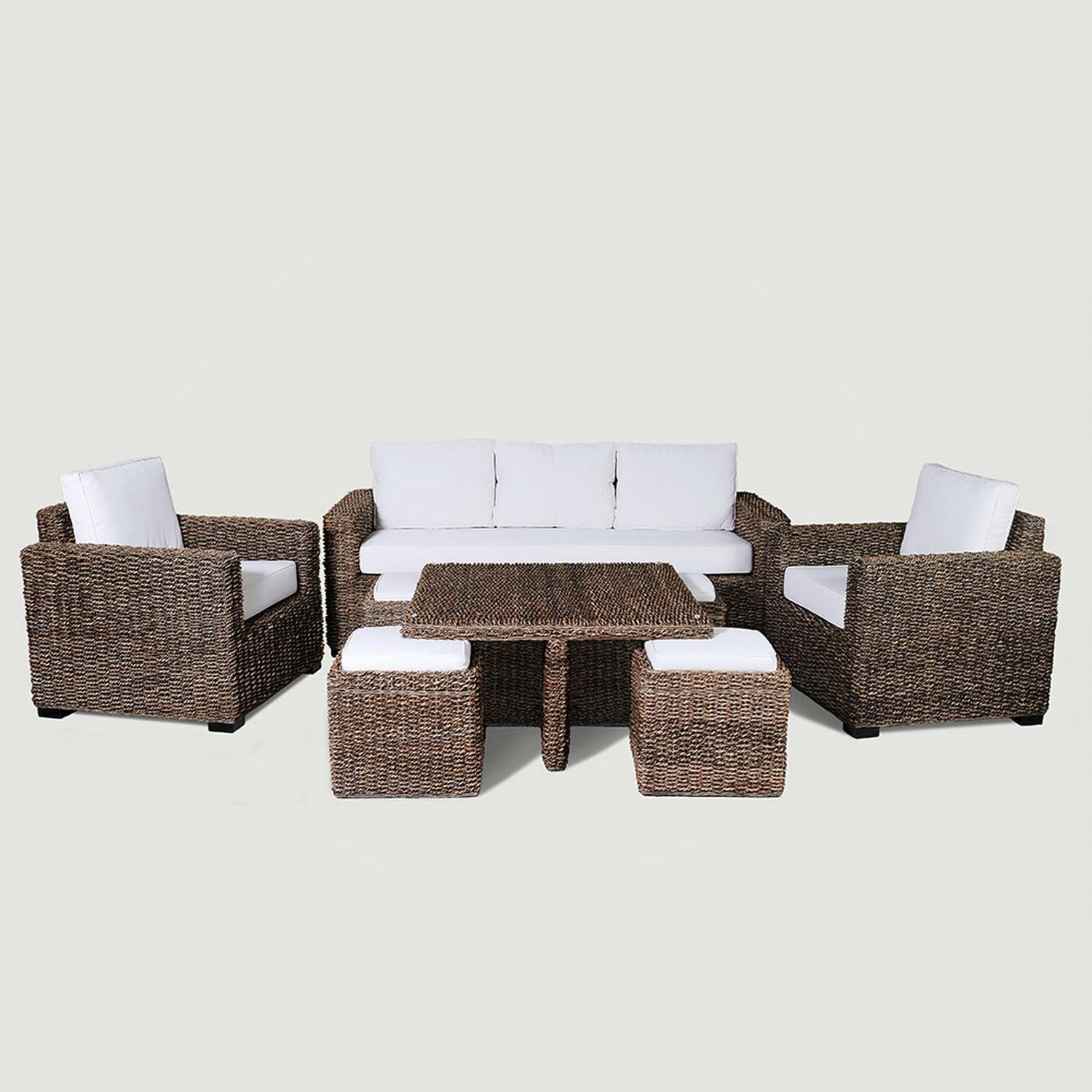 JUEGO DE TERRAZA KUTA RATTAN NATURAL HOJA DE PLATANO 3 CUERPOS - 1