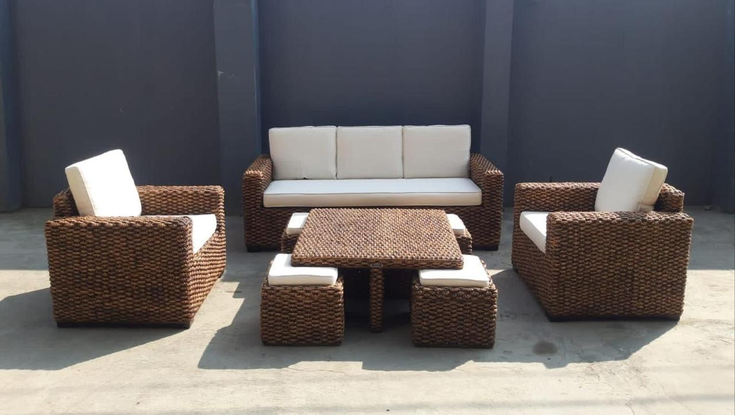 JUEGO DE TERRAZA KUTA RATTAN NATURAL JACYNTO 3 CUERPOS - 2