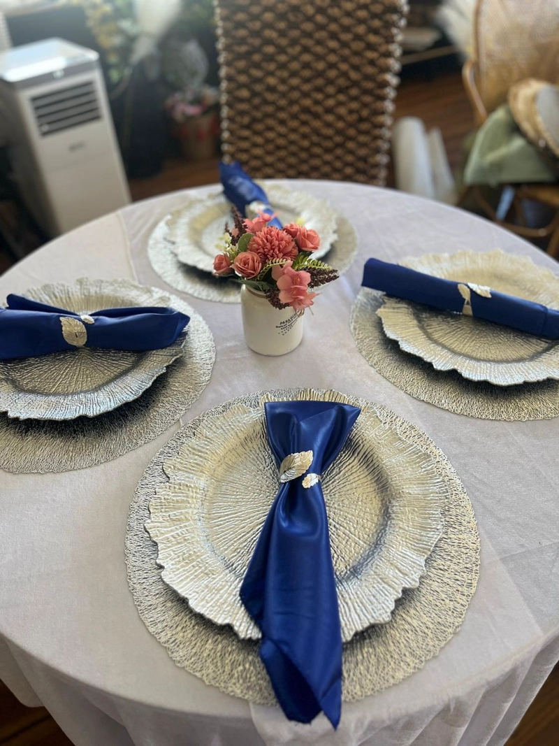 6 SERVILLETAS DE RASO AZUL - 2