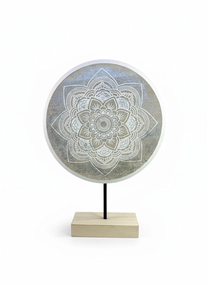 ADORNO MANDALA MEDIANO BLANCO CON DORADO - 1