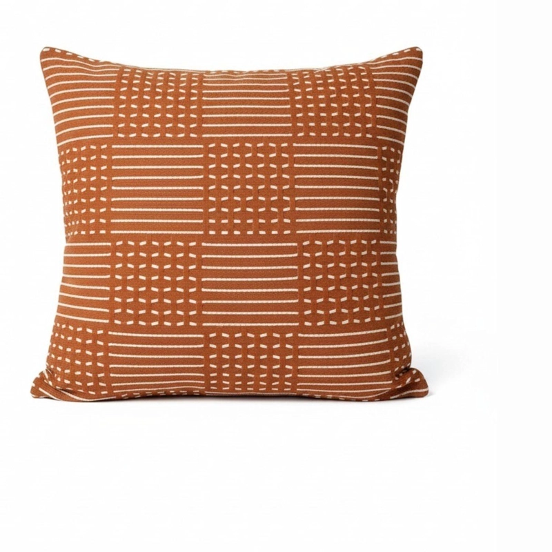COJIN COMPLETO CON FUNDA BORDADA BLANCO CON TERRACOTA - 1