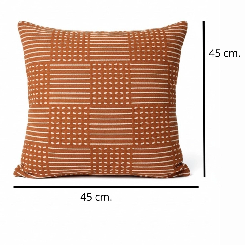 COJIN COMPLETO CON FUNDA BORDADA BLANCO CON TERRACOTA - 2