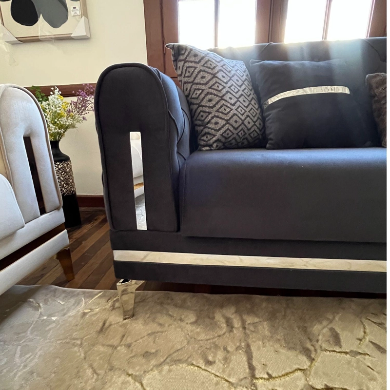 JUEGO DE LIVING 7 CUERPOS 3+3+1 ESTAMBUL GRIS, SOFA CAMA - 7