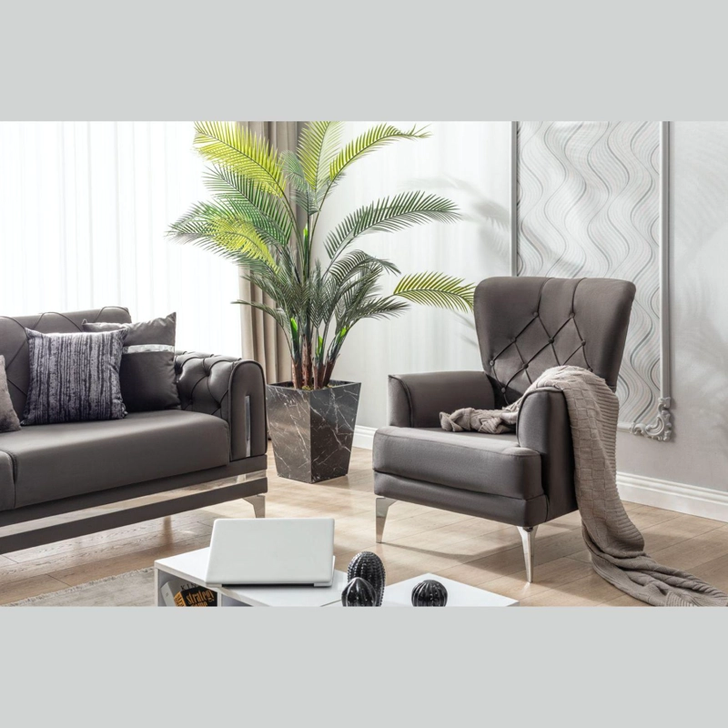 JUEGO DE LIVING 7 CUERPOS 3+3+1 ESTAMBUL GRIS, SOFA CAMA - 8