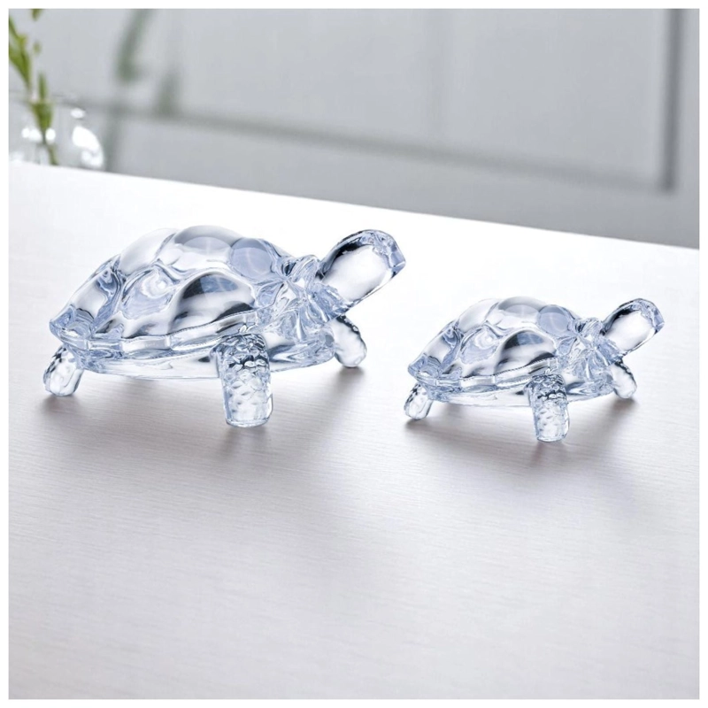 SET 2 TORTUGAS DE VIDRIO DECORATIVAS GRANDE Y PEQUENA