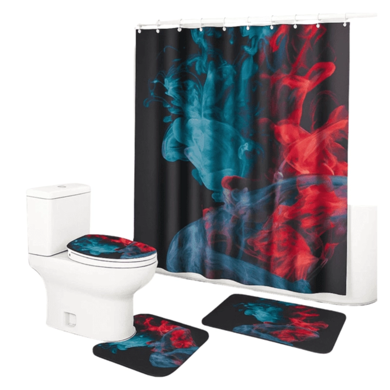 JUEGO BAÑO 4 PIEZAS CORTINA TELA POLIE STER IMPERMEABLE - 3