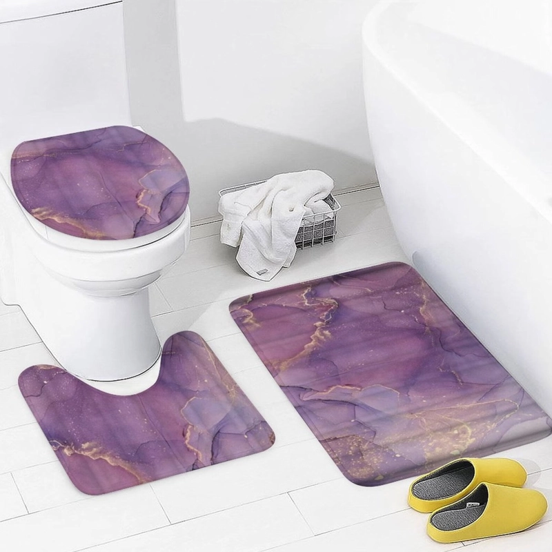 JUEGO BAÑO 4 PIEZAS CORTINA TELA POLIE STER IMPERMEABLE - 9