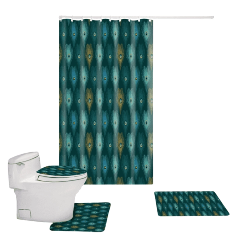 JUEGO BAÑO 4 PIEZAS CORTINA TELA POLIE STER IMPERMEABLE - 2