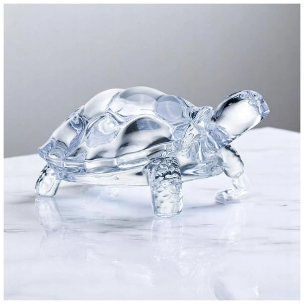 FIGURA ADORNO TORTUGA DE VIDRIO 19 CM DECORACION