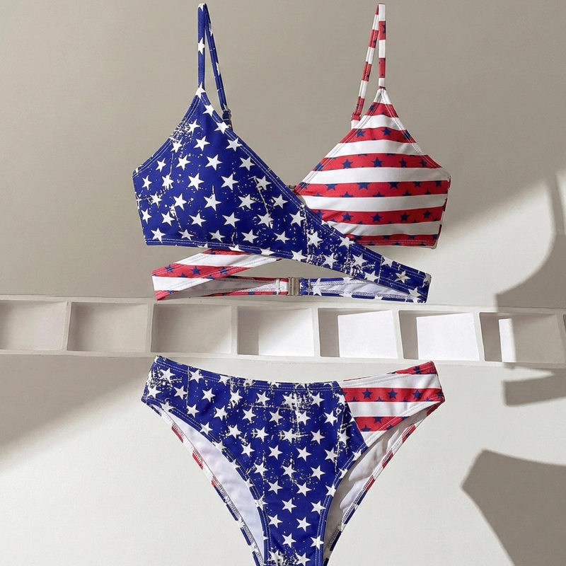 SET BIKINI 2 PIEZAS ESTAMPADO USA RELLENO EXTRAIBLE COMODO - 6