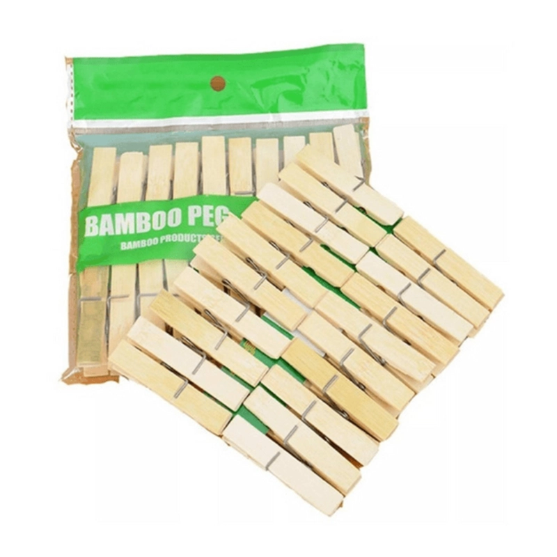 PINZAS DE ROPA MADERA BAMBU PACK X 20 UNIDADES RESISTENTES - 3