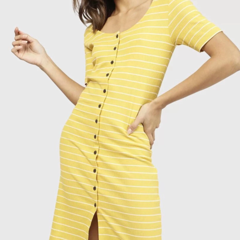 VESTIDO AJUSTADO MUJER JACQUELINE DE YONG AMARILLO - 5