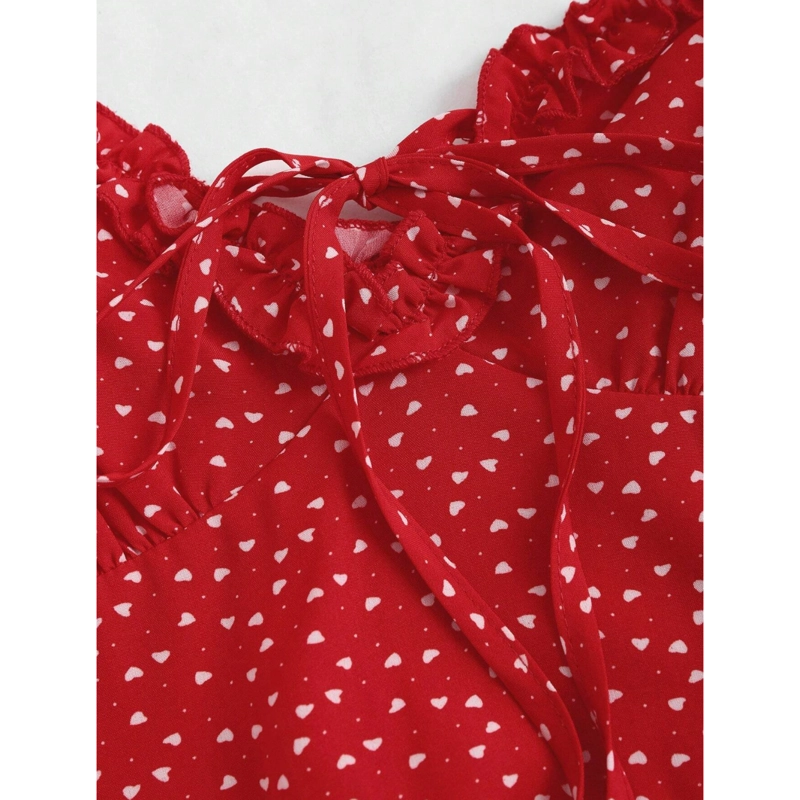 VESTIDO CORTO MUJER CON TIRANTES ESTAMPADO LUNARES VOLANTES - 6