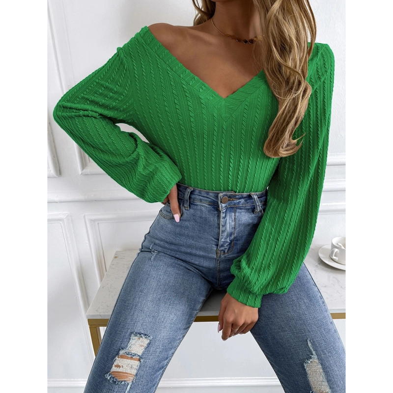 SWEATER MUJER MANGA OBISPO CUELLO V CANALE  CROP - 5