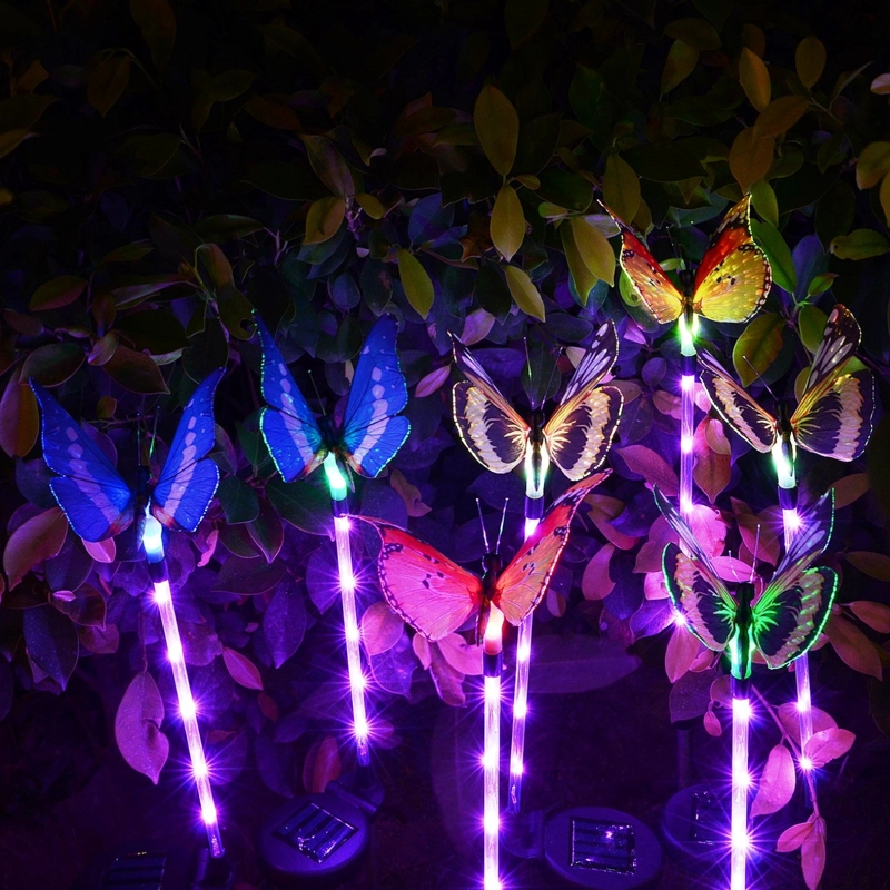 PACK 4 ESTACAS SOLARES MARIPOSA MULTICOLOR JARDIN EXTERIOR - 2