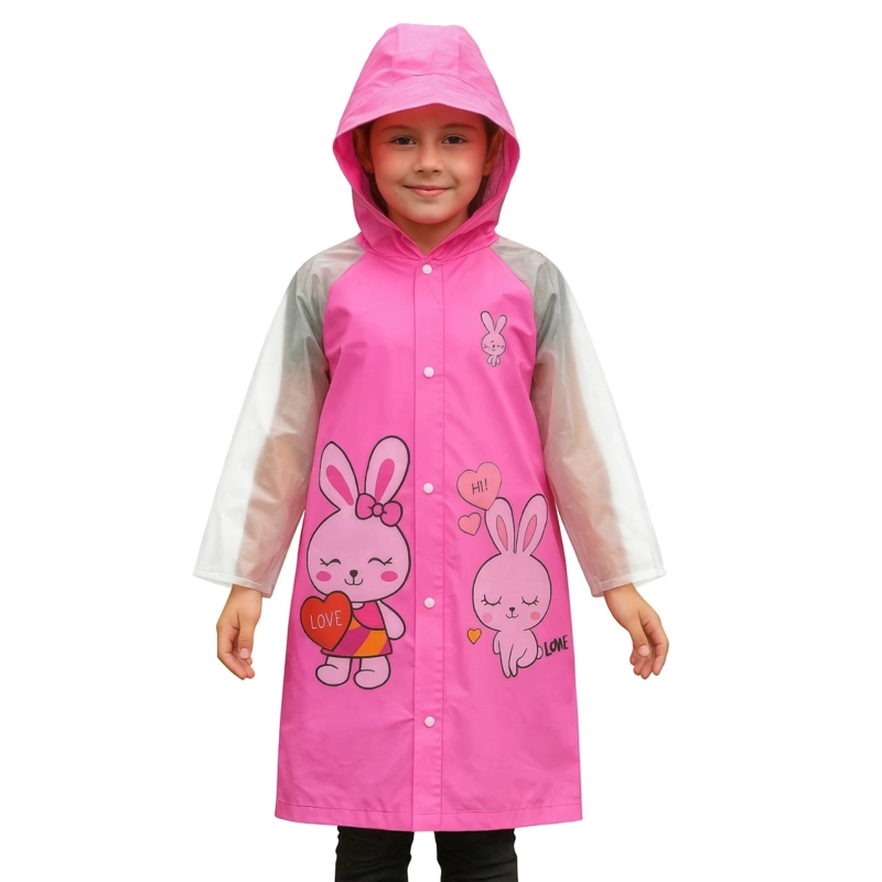 CAPA DE LLUVIA IMPERMEABLE INFANTIL CON CAPUCHA Y BOTONES - 6