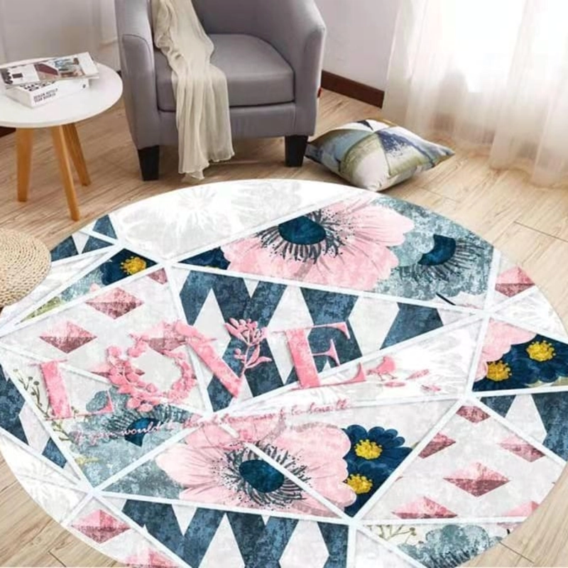 ALFOMBRA ANTIDESLIZANTE REDONDA 200 CM PISO HOGAR DECORATIVA - 2