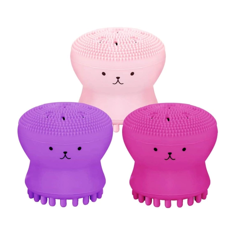 PACK 3 CEPILLOS FACIALES SILICONA DISEÑO PULPO EXFOLIANTE LIMPIEZA - 5