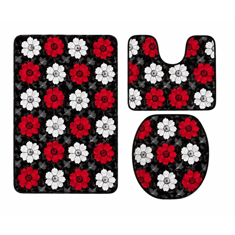 SET JUEGO DE BAÑO 4 PIEZAS CON CORTINA ALFOMBRA Y ACCESORIOS - 3