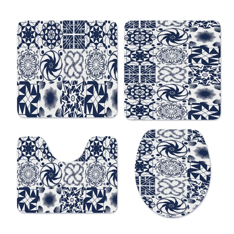 SET JUEGO DE BAÑO 4 PIEZAS CON CORTINA ALFOMBRA Y ACCESORIOS - 2