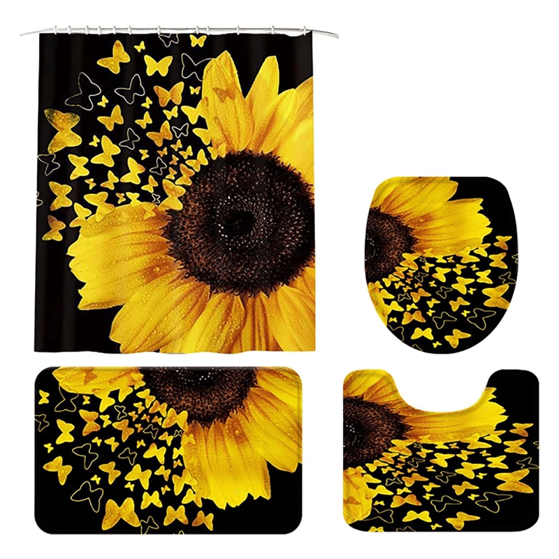 SET JUEGO DE BAÑO 4 PIEZAS CON CORTINA ALFOMBRA Y ACCESORIOS - 5