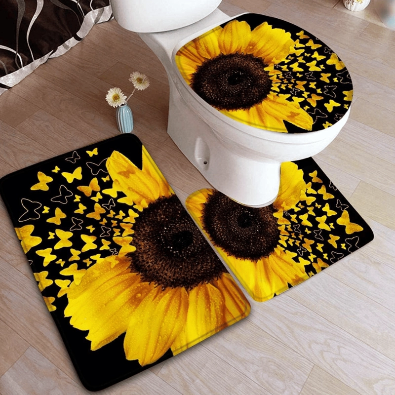 SET JUEGO DE BAÑO 4 PIEZAS CON CORTINA ALFOMBRA Y ACCESORIOS - 8